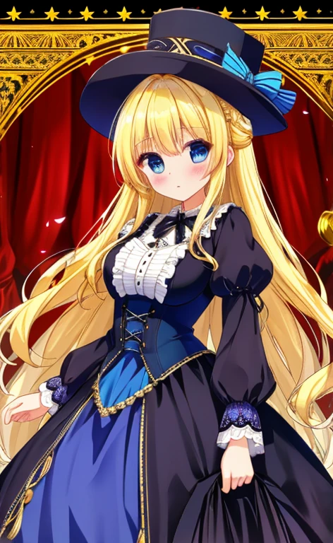 Golden Night, 1 Girl, Solitary, long hair, Blonde Hair, Book, Thigh straps, Separate sleeves, very long hair, Red Eyes, White background, Keep, Both sides up, Cleavage cut, Hair accessories, Keep Book, breast, Garment cutting, Simple background, looking at the audience, Bare shoulders, High Leg Raise, Cowboy shooting, small breast, Black skirt, belt, 