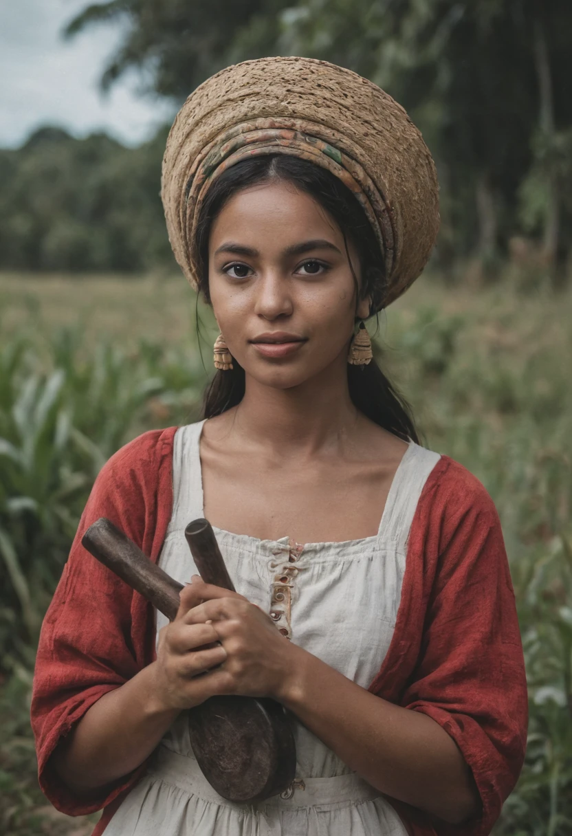 Create an image of influencer Aghata Nunes as a peasant version.