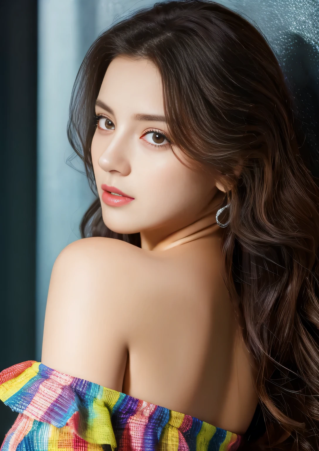 Adorable , Gorgeous , Beautiful , Russian Baby Face , (puffed Round Colossal Chest , ample cleavage), 30 Years Old , White Skin , no Dress , Top of The Mountain Background , Wind , ((Bokeh:1.1)) , blushy smile , ((White-Gold Coloured)) , ((Night:1.3)) , Standing Pose , HDR , Ultra Detailed , EF 24-70mm f/2.8L II USM, nsfw