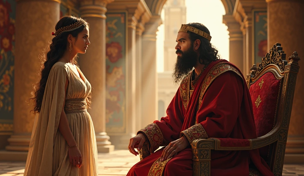 A female rajput warrior talk and other a rajput warrior in their kingdom room , she sitting a bed and see dream rajput warrior , he talk see a dream