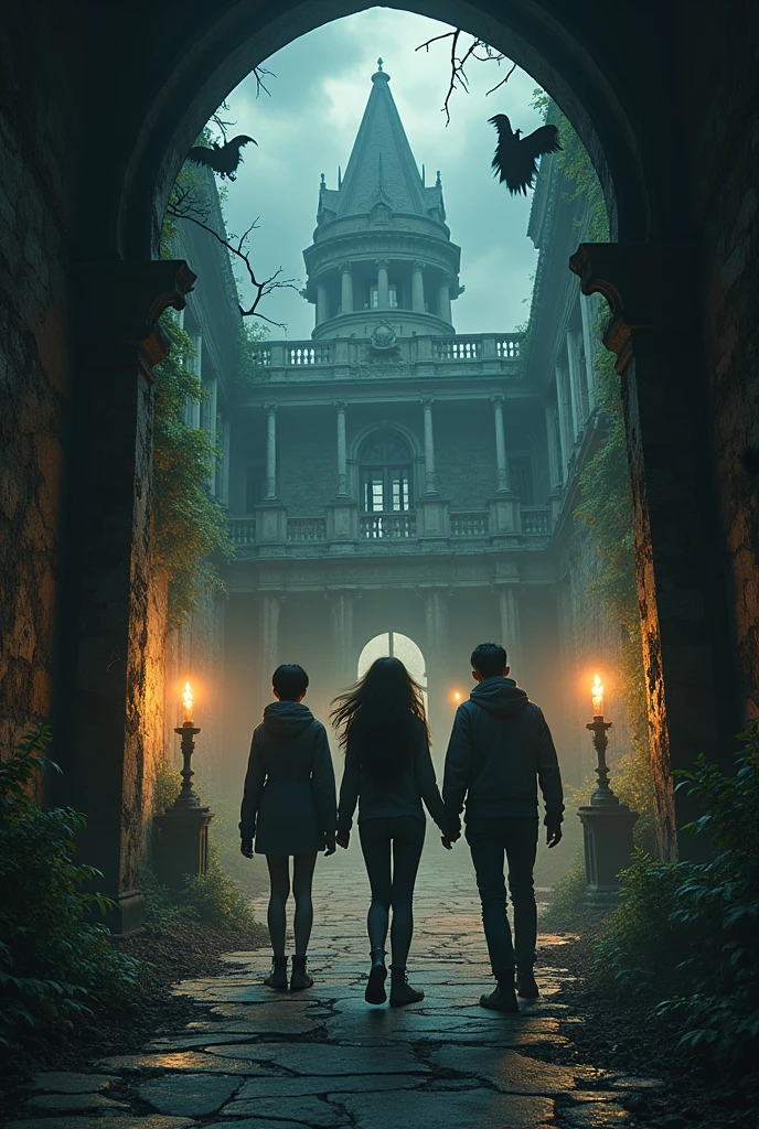 4 Friends Horror Haveli" in the requested size. The spooky atmosphere and eerie details should make it. 