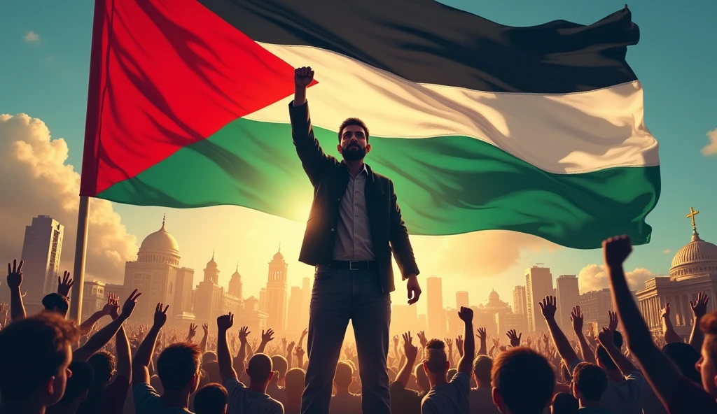Thousands of Palastine people are asking their freedom with flags of palastine