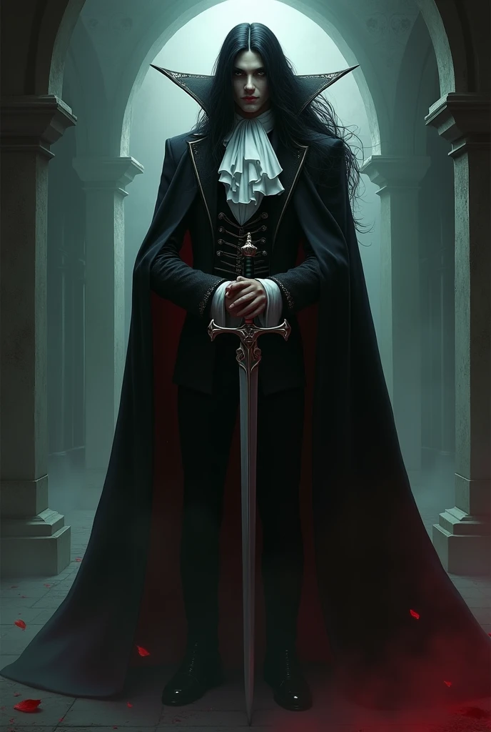 strahd von zarovich with jet black long hair giving a thumbs up while holding a beer while smiling 