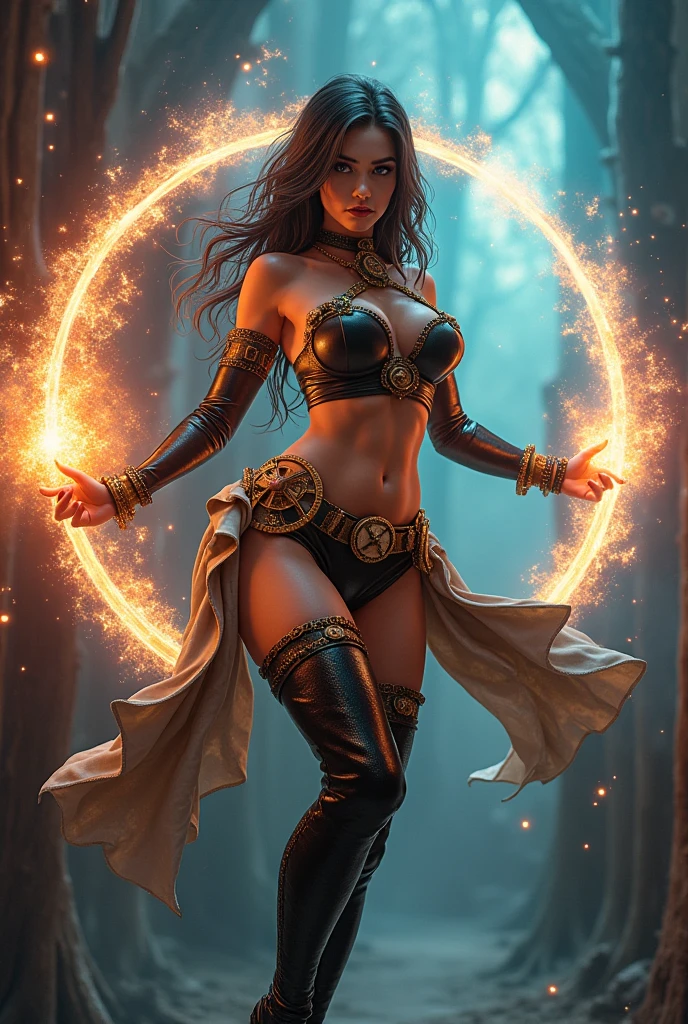 a woman in a fighting stance,milena from mortal kombat,full body shot,extremely detailed face and anatomy,4k, high quality, ultra-detailed,photorealistic,dramatic lighting,cinematic composition,dynamic pose,vivid colors,fantasy character,video game art, roupa cor pink, topless
