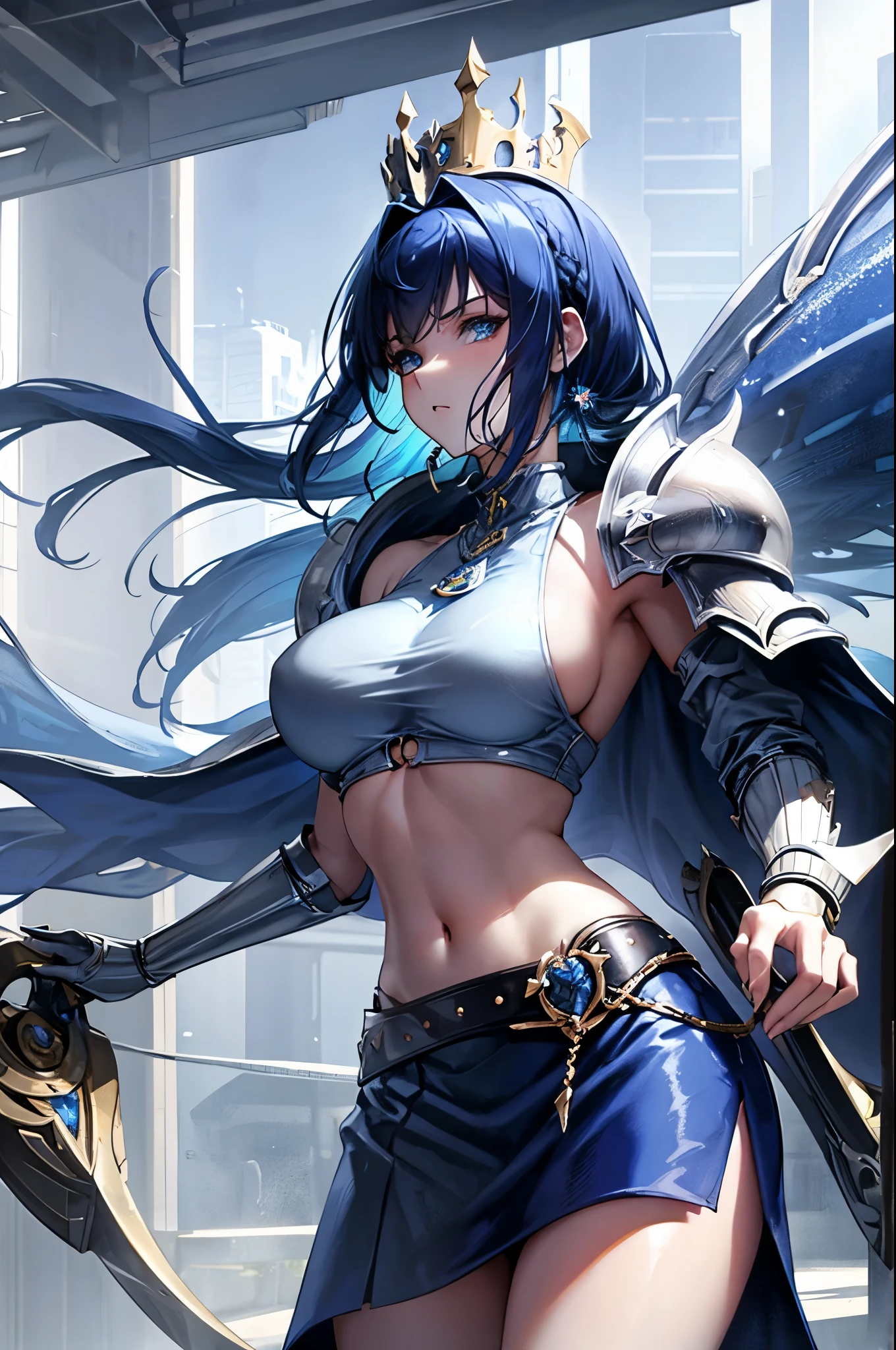 Cartoon character with sword, Art inspired by Masamune Shirow, Armor Girl, Bikini Armor, Bikini Armor, Bikini Armor female knight, Bikini Armor, tits, Zodiac Knight Girl, tits