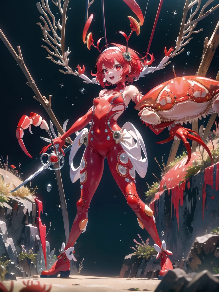 ((best quality)), ((highly detailed)), absurdres, (detailed eyes, deep eyes), (1girl), <lora:UnderButtV4:.8>, UnderButt, looking down, looking at viewer, from behind, sittingdown, with legs crossed, ((o-ring thigh strap)), <lora:aiomonstergirls_aiov4LoraLycoris:.4>, <lora:animeMermaid_v10:1>, (mermaid), ((multicolored hair)), red hair, short hair, purple eyes, fins, head fins, underwater, (outdoors, at a metal bridge, morning, sunrise), <lora:bacterial_contamination:.9>, bacterial, glowing, glowing eyes, (cyborg, robot joints, ribs, ribcage, skeleton, bone, spine, undead), horror \(theme\)