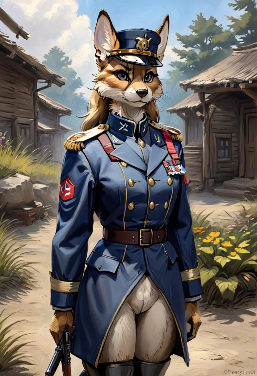 Furry sable in military uniform