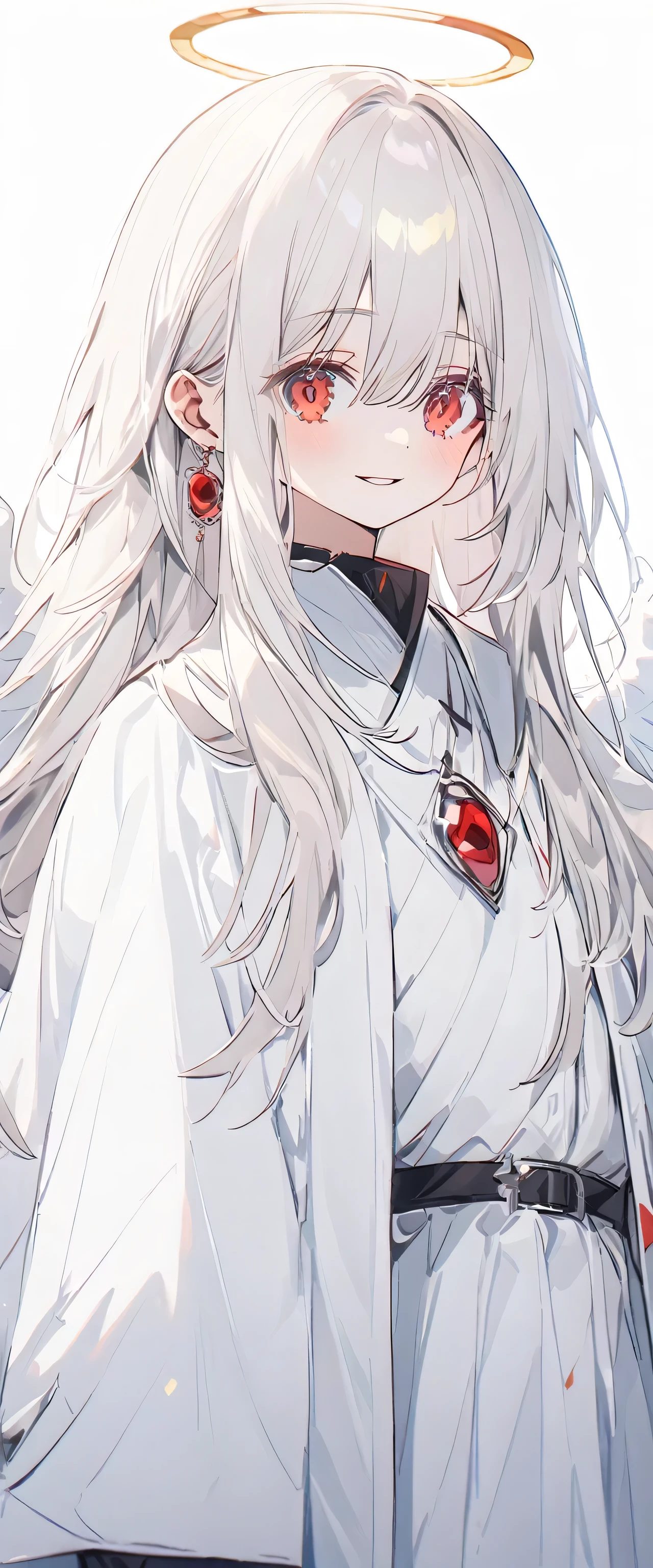 White hair，Red eyes，Second Dimension，Upper Body，Angel