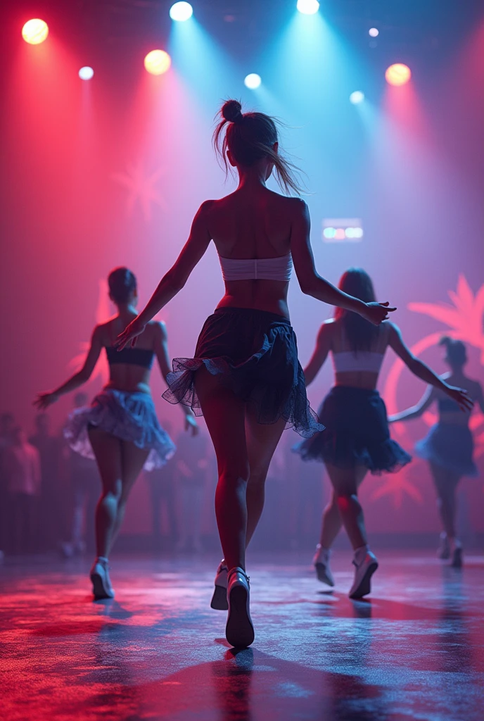 Dance scene with visible motion trajectory