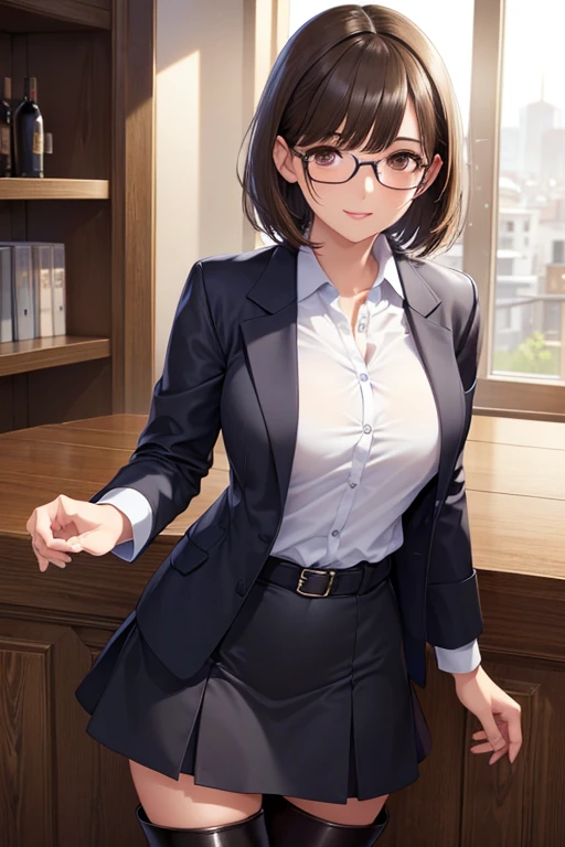 Nene Kasaki々、Shiny brown hair, short hair, Beautiful brown eyes、smile、Sparkling eyes, (fine grain)、Very fine eye、Highly detailed face, Highly detailed eyes,
(masterpiece:1.3, 最high quality, 超High resolution, Super detailed),
seat,25-year-old office lady ,(compensate:1.5),necklace, ring, earring, watch, jewelry,suit,2. Women,Realistic,(超high quality:1.2),high quality,masterpiece,(Super detailed:1.4),Japanese Girls,Beautiful Face,(Really good:1.5),(skirt:1.2),((Hotel)),(Small breasts:1.4),thin,High resolution,Jacket,Hips