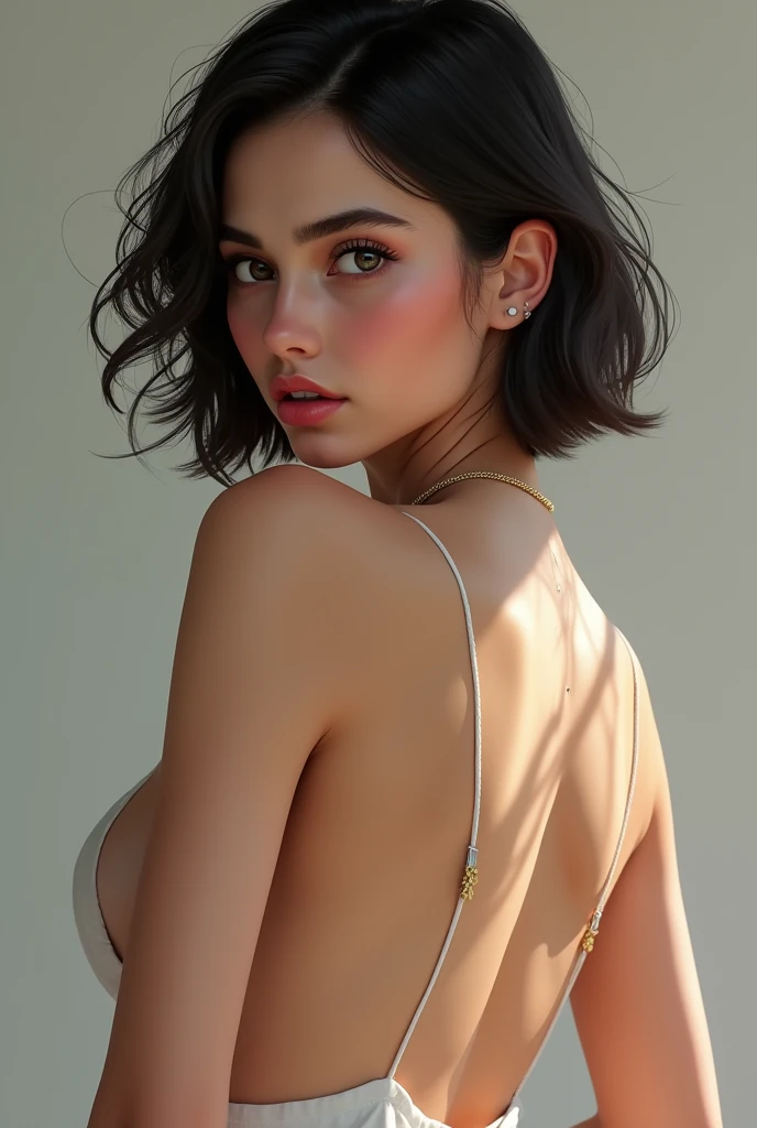 NSFW, Realistic super nasty Boa Hancock, , Sit on a luxurious bed, full bodyesbian, Angular eyes, hair between eye, hair messy, Gentle and attractive, Bare shoulders, delicate sexy collarbone, full - length photo, charming oval face, Double eyelids, Pink lips, Small nose, Noble, hyper HD, Super detail, Elegant posture, ultra-fine translucent wet thread, Wear soaking wet ultra-thin navy blue briefs, Emphasizes radiant skin, Wearing sweat, Thighs and crotch, camel-toe