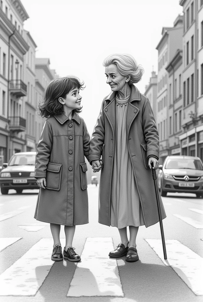 Imagine an old woman and a child under an umbrella, it's raining --auto --s2