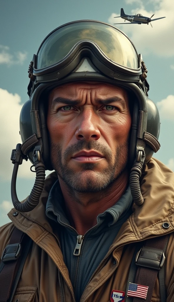 close up, face of a German World War II pilot inside a fighter, angry expression, gritting his teeth, realistic, extremely detailed, 4k, HDR