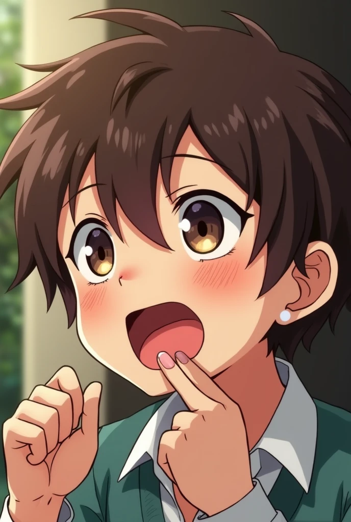 score_9, score_8_up, score_7_up, score_6_up, score_5_up, score_4_up, source anime, anime screencap, anime coloring, miwa, looking at viewer, striped shirt, indoors, living room,ooking at viewer, saliva, blush, tongue, open mouth, sweat, tongue out, close-up, saliva trail, after fellatio, penis, cum, penis, wet penis, saliva on penis, upper body, (side view:1.2),