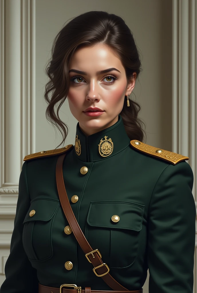 Beautiful woman in intricate Vintage Military Outfit