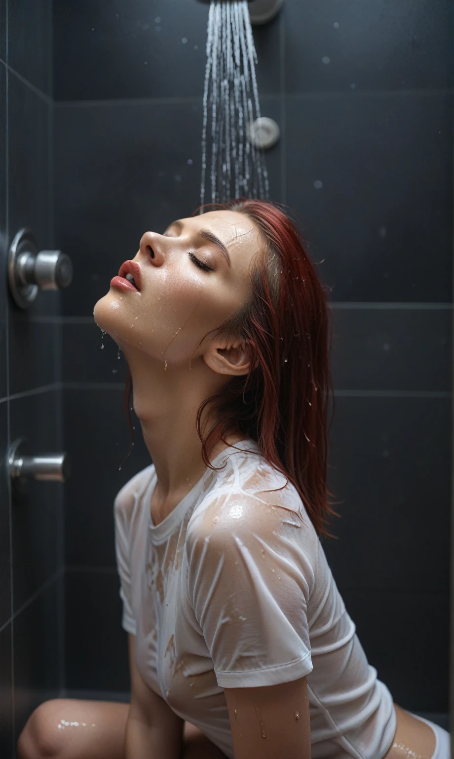 girl taking a shower