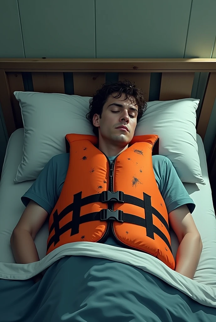 19 year old Australian guy, short curly hair, hair like Justin Timberlake from 2010, brown hair, light tan, light skin color, clean shaven, lying in hospital bed sick, wearing hospital clothes, in coma, coma, eyes closed, sweat