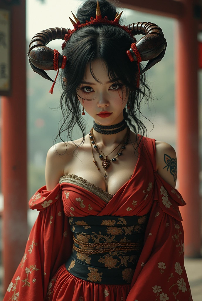 (((photorealistic:1.4))), ultra realistic, pores, (((masterpiece))),high quality, ultra details, realistic smilling white skin beautiful face pretty korean idol adult woman showing very long sharp claws black fingernails with cat tattoo and yellow slit eyes, beautiful long legs, nude, naked, long red hair, cat ears and tail, black wings, holding ugly old man hair with throat ripped, blood splatter, deep cuts and wound, blood everywhere, extreme gore, wearing no cloth with old legs, sex pose, in the empty side road, beautiful view, night, beautiful lamps, villagers on the floor with blood everywhere
