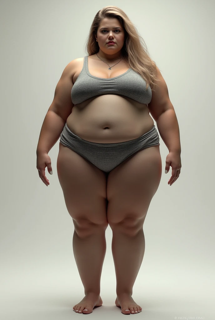 Very fat  girl , obese , agevery fat body , in underground prison ,face excited , full body, panties , bra