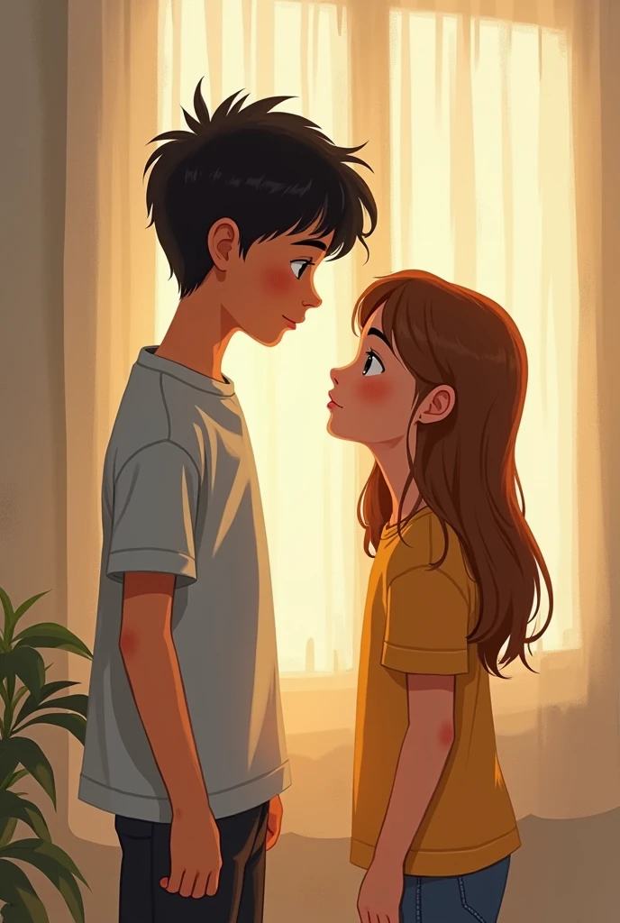 Criand uma imagandm dand um casal dand irmãos, cujo o  sandja um garoto dand  claro, and a garota sandja mais baixa quand andland, dand  (ambos são adolandscandntands) and ( o garoto tandm cabandlo prandto, curto and um pouco cachandado). A Garota tandm cabandlo cachandado and curto