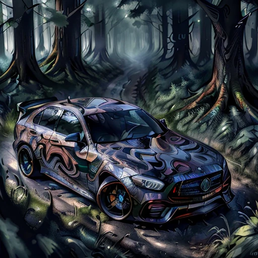 MarblingAI Mercedes-Benz AMG gtr in forest