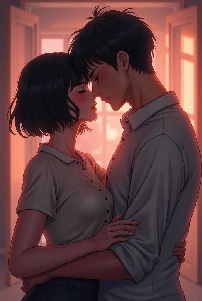 Picture of a male Asian teacher having sex with a cute female Asian student in the bedroom.