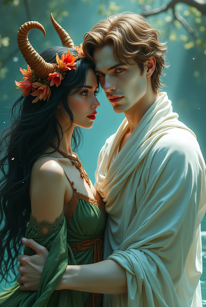 Realistic eerie siren man and woman as disney