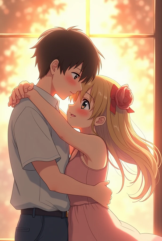 Beautiful 12 year old naked anime boy and his sister looking at his cock