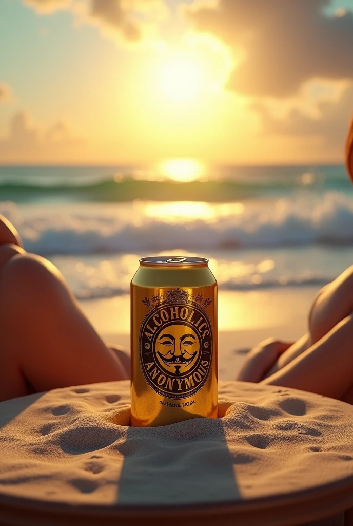 Latina woman with huge ass, orange bikini, fox ears, sitting on a wooden swing in the Bacalar lagoon with a Corona beer in hand 