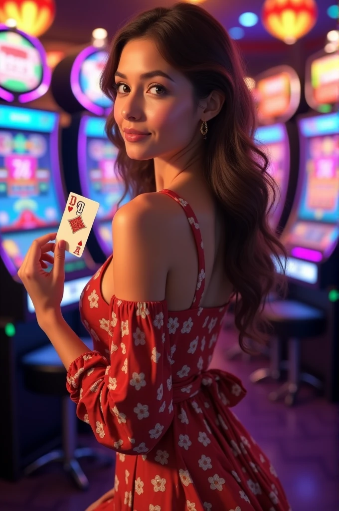Arafed a picture of a female angel playing poker at gambling table, she sits near the table holding some cards, exquisite beautiful female, ultra detailed face, (best detailed face: 1.3), dynamic eye color, dynamic hair color, dynamic hair style,, wearing elegant evening dress, (wings spread behind her: 1.3), gambling table at a casino background, vibrant, Ultra-high resolution, High Contrast, masterpiece:1.2, highest quality, Best aesthetics), best details, best quality, highres, ultra wide angle, 16k, [ultra detailed], masterpiece, best quality, (extremely detailed),