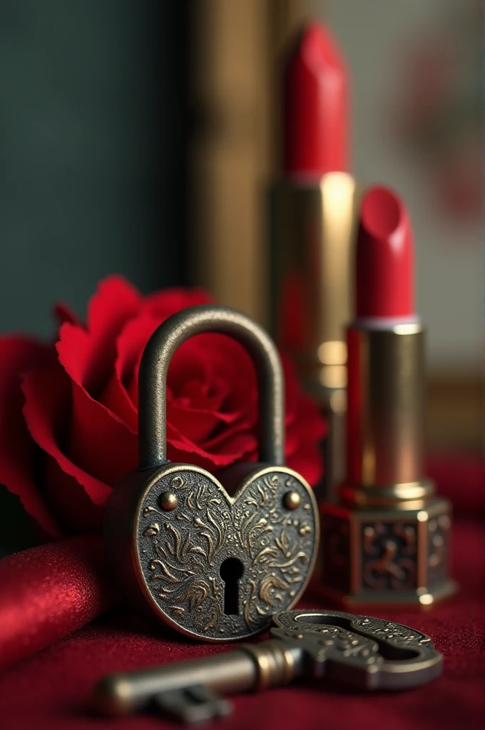 A real heart on a plate, on top of a wooden table, on the left side of the heart a dagger piercing it, on the left side a rose piercing it