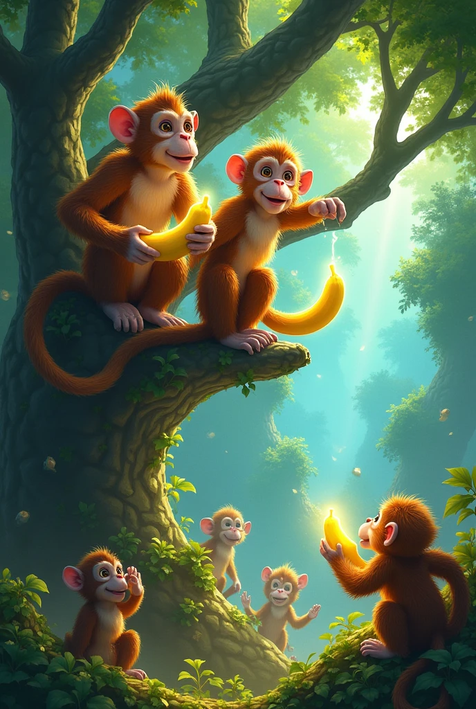 Monkeys having snack putting on shirt 