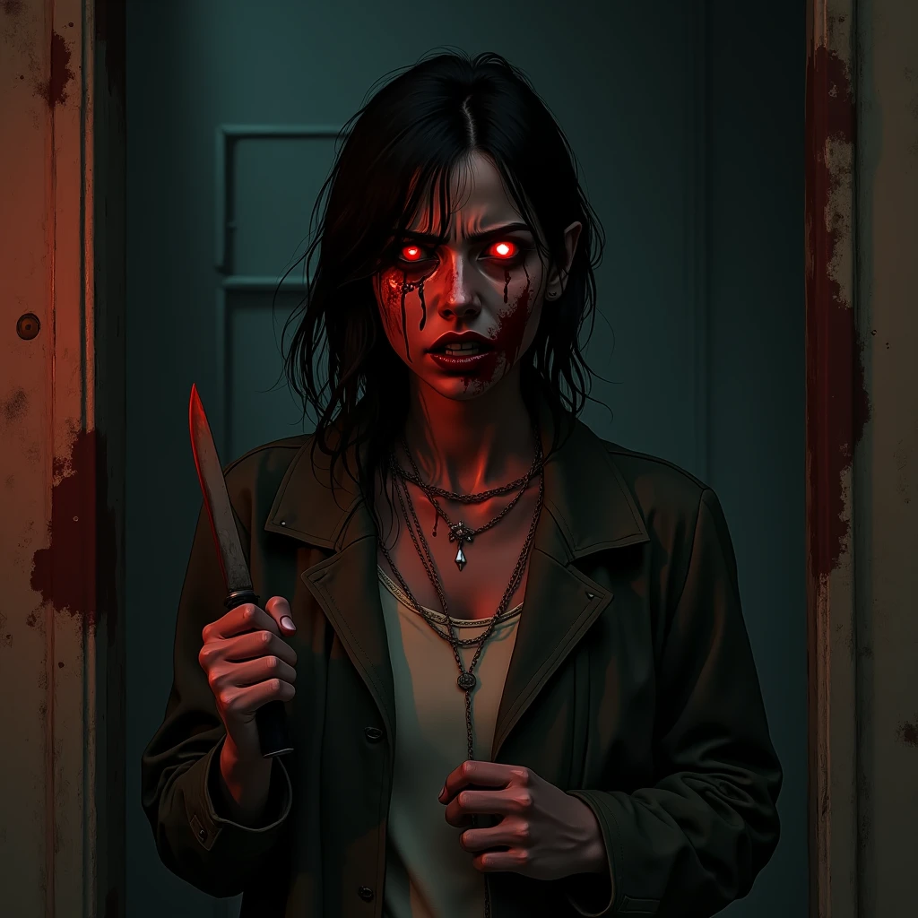 obra maestra, chica (zombie) desnuda, cabello desordenado piel palida, marcas de corte profundas realistas, (((sin sangre))), posturas inumanas, iluminacion profesional, inspiracioin de peliculas de terror, entorno destrozado ruinas