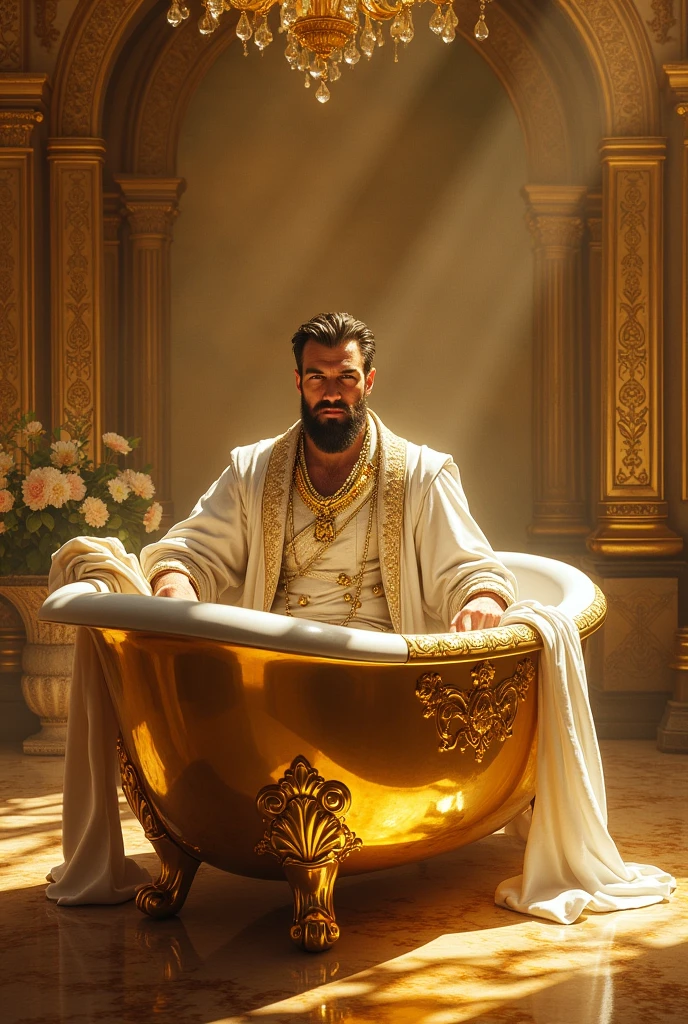 The Emperor is a strong, authoritative man, often shown seated on a throne and holding a scepter or other symbol of authority. The Emperor is associated with leadership, structure, and order.an attractive shirtless homoerotic young Michael with a heavy bulge in his naked overalls. ruggedly handsome french settler. highly detailed symmetrical painting by gaston bussiere, craig mullins, j. c. leyendecker, alphonse mucha. cinematic epic + rule of thirds. cinematic composition. concept art. ultra wide angle. 35mm. 8 k, masterpiece, best quality, highres, realistic, twink, chest hair, mustache, whole body, see-through