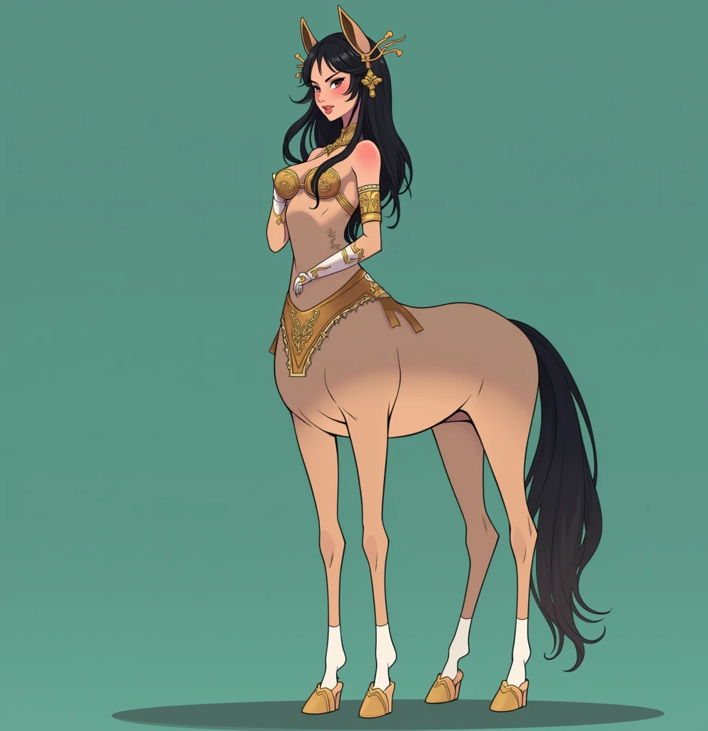 obra maestra, 8k, extremadamente detallado, mejor definicion, vidia centaur, vista desde el frente, (gigantic breasts:1.2), hombros desnudos, ponytail, extreme long hair, cabello multicolor entre negro y morado, damp skin, con las piernas en el agua en rio cristalino transparente, ropa transparente
