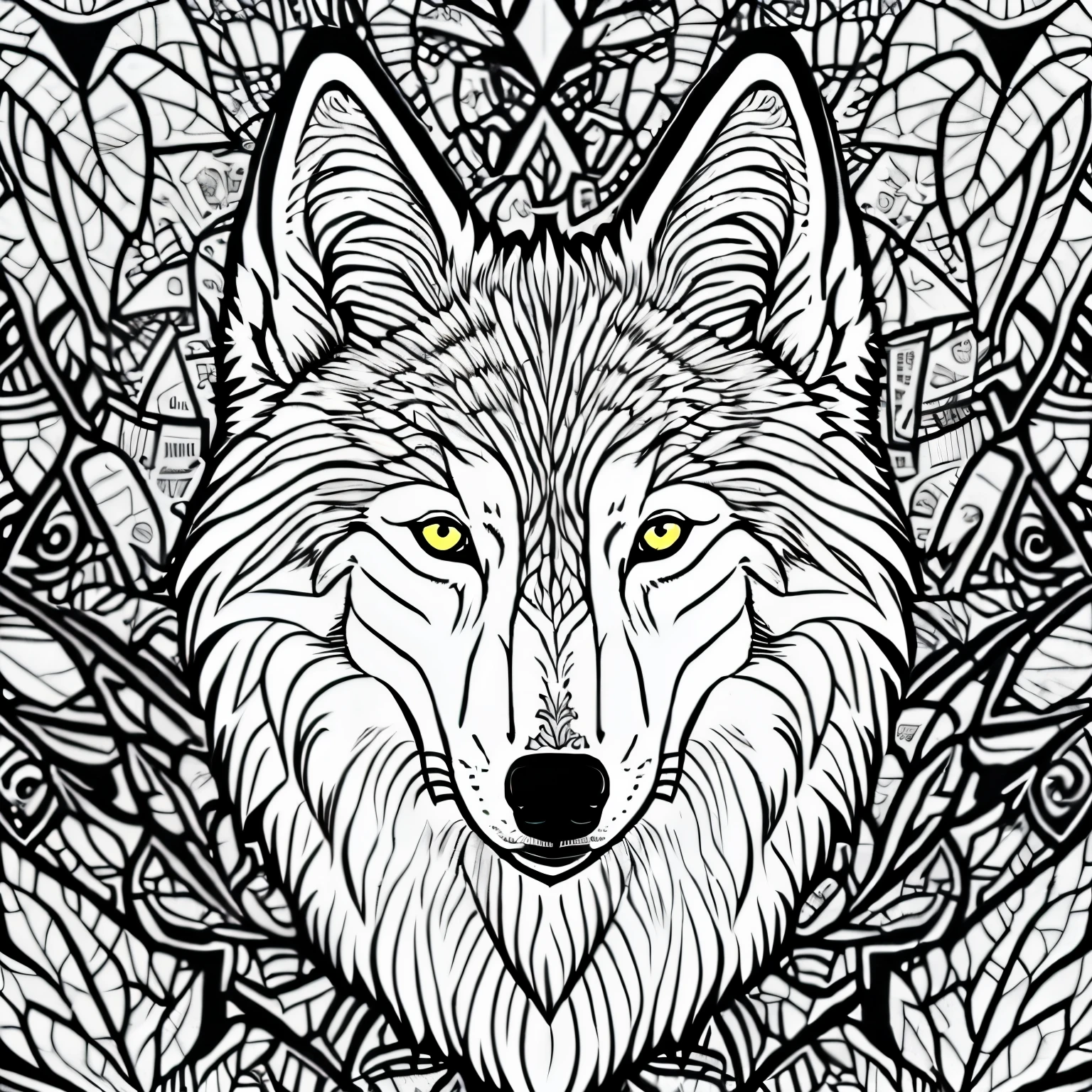 wolf, no color, no shading, no background