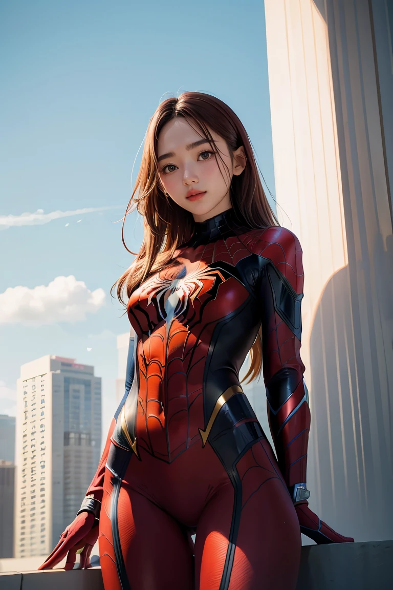 1girl, masterpiece, high resolution, spiderwoman suit,