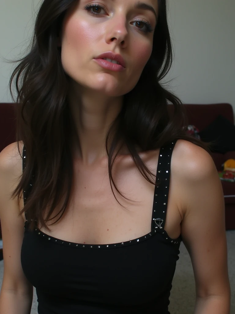 (masterpiece, best quality, photorealistic, white absurdres, 8k:1.2), nsfw, best lighting, complex pupils, flawless face, detailed background, night, pale skin, 1girl, solo, (16 years old:1.5), looking at viewer, [light smile], very long hair, curly hair, (black hair:1.5), (jennifer connelly:1.5), (skswoman:1.5), (jen4con4:1.5), fringe skirt, black chocker, open dress, (torn dress:1.2), (bare breasts:1.4), (BreastsApart:1.4), (legs wide open:1.2),(yellow eyes, glowing eyes:1.2), seductive smile, (black lips:1.2), (ahegao:1.5), (eye rolling up:1.5), (ahg:1.5), (rolling eyes:1.5), (view from the side:1.4), (headback:1.4)