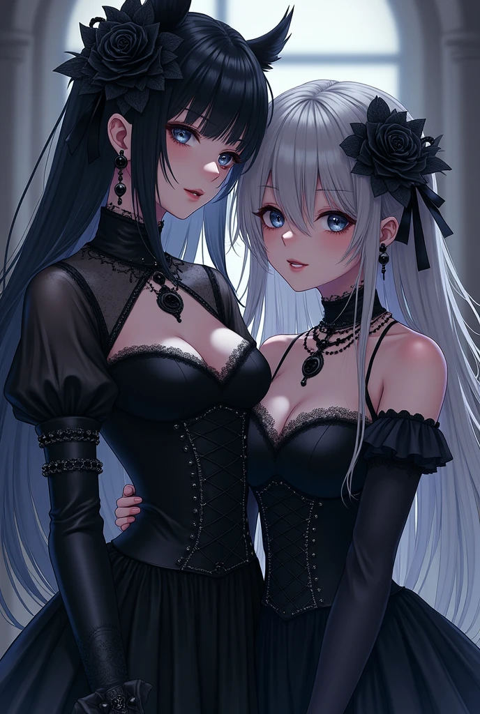 Maquillaje dark gothic duro、my health、deep night sky、horror、dark black eyeshadow、cry、to grieve、Good skin glow、dark gothicメイク、dark smile、palace、Fragrant beauty、22 years、Expression of intense sexual pleasure..、embarrassed look、dark gothic、lewd expression、Of the highest quality、See 5 books、Expression of sexual pleasure in suffering..、drunk face、purple maid outfit、Mysterious、noble、A face that stops the bathroom..、super sexy、loving smile、twin tail hair、Jet black ruffled skirt、right blue eye, The left eye is red.、Super fascinating pose、Platform heels、dark makeup、black lipstick、make the world beautiful、gothic lolita costume、a little thin、silver hair、Long Hair Straight Hair、beautiful gothic lolita dress、beautiful face、elegant face、bewitching face、socks、stained glass background、My chest shines with sweat、The room is dark、gothic long dress、bell sleeve、manga wizard、decadent look、sexually excited look、gothic mode、Shiny thighs wet with water..、Thighs wet and shiny with oil..、Background of a room full of roses..、sad expression、pink maiden、The embroidery is pink、The costume has pink embroidery..、thigh high socks、socks、Her thighs shine with a lot of sweat..、My body is wet and shiny、Lots of shine on the thighs..、perspiration、My thighs are sticky from perspiration、Sweat shines on my thighs, The whole body is sweaty and shiny..、quite sweaty、My thighs are sweaty、My thighs are so wet、I sweat a lot and my thighs are shiny......、A large amount of sweat shines all over the body..、Skinny body、gentle expression、Masturbation behavior、deep black eyeshadow、despicable act、stained glass background y rosa、wearing black underwear、black panties、los muslos son a little thins、duo、female couple、I have lesbian friends、They are standing、hug a girl、vertical、walk、Blue lightning flashes