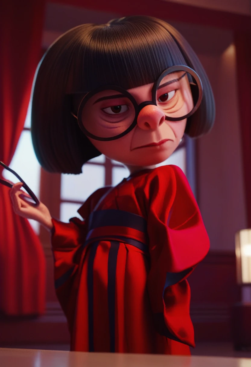 score_9,score_8_up,score_7_up,score_6_up,
ednamodexl,glasses,short hair,bob cut,
red kimono,
standing,looking at viewer,
indoors,
