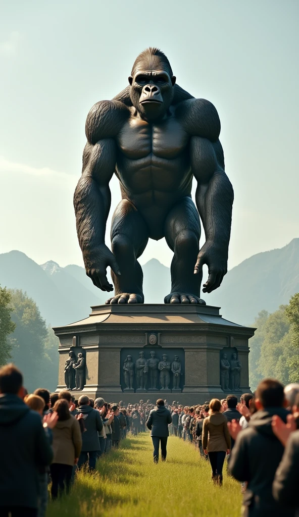 Show the Golem, an imposing clay figure, standing in a square in Prague, surrounded by a group of astonished Jews.