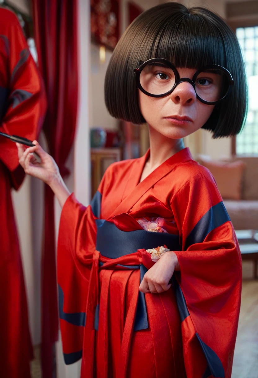 score_9,score_8_up,score_7_up,score_6_up,
ednamodexl,glasses,short hair,bob cut,
red kimono,
standing,looking at viewer,
indoors,
