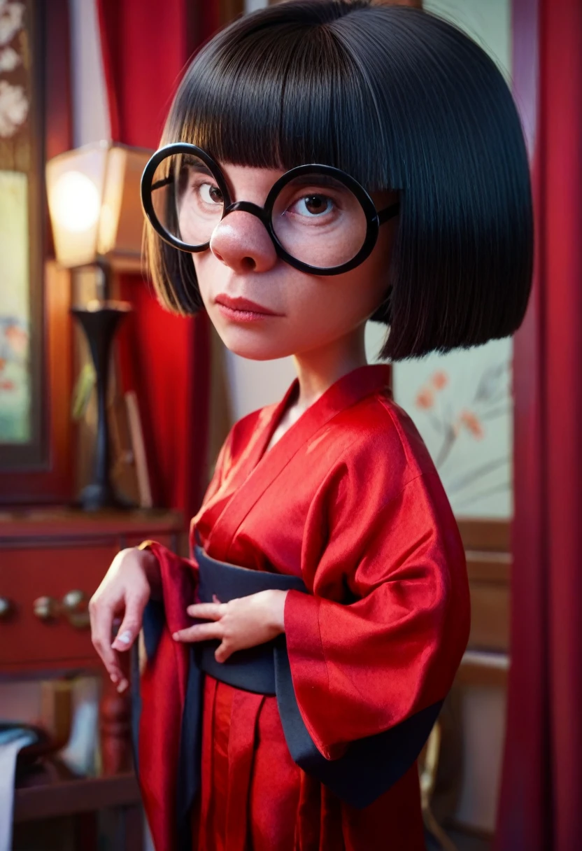 score_9,score_8_up,score_7_up,score_6_up,
ednamodexl,glasses,short hair,bob cut,
red kimono,
standing,looking at viewer,
indoors,
