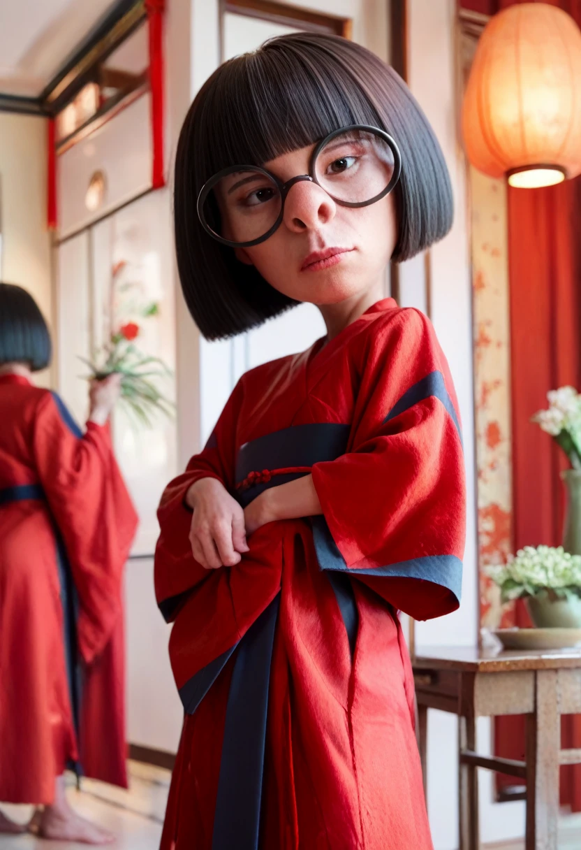 score_9,score_8_up,score_7_up,score_6_up,
ednamodexl,glasses,short hair,bob cut,
red kimono,
standing,looking at viewer,
indoors,
