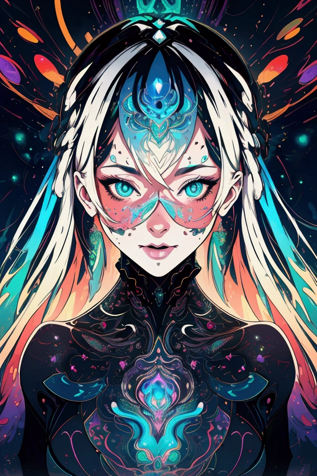 fractal sexual attraction, algorithmic eroticism, psychedelic geometric patterns, abstract digital art, procedurally generated, amber and teal colors, bioluminescent, glowing, iridescent, dynamic asymmetry, hypnotic, ((silhouette of suggestive woman super imposed on the art:1.2)) , (best quality,4k,8k,highres,masterpiece:1.2),ultra-detailed,(realistic,photorealistic,photo-realistic:1.37),concept art, psychedelic, surreal, dreamlike