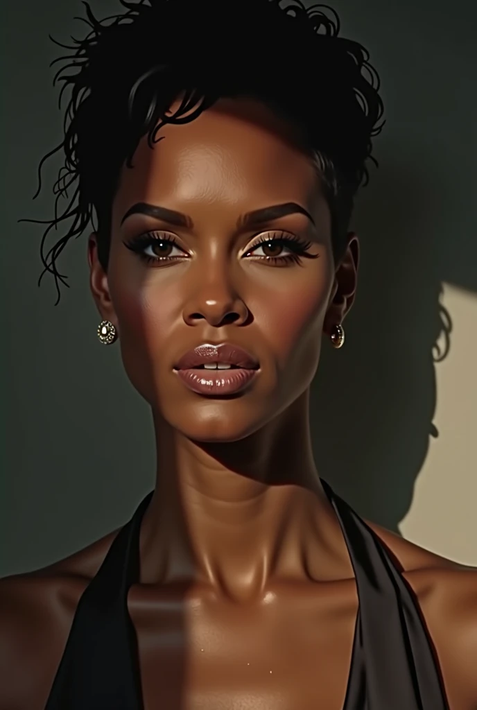(((Tamara Taylor))), (a very tall slender woman with long legs walking on a busy beach promenade), ((tall slender figure)), ((hairstyle bob)), ((short black hair)), (narrow pelvis), (small round breasts), big brown eyes, ((small head)), It's evening and the sun is about to set, evening mood, she's smiling, (((She is wearing an elegant black pencil dress made of jersey fabric))), (photorealistic:1.2), (best quality), (intricate details), 8K, (high poly), (ray tracing), (cinema lighting), (sharp focus), (detailed face:1.3), natural and realistic skin textures, soft face, (perspective from the front), (face by Tamara Taylor)