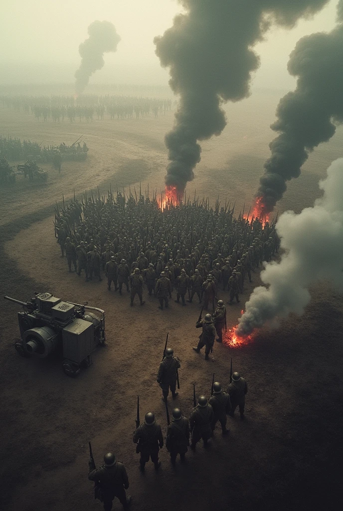 upclose, The smell of blood and sweat fills the air as the two armies collide, neither side giving ground easily. The battle is chaotic and brutal, with individual fights breaking out all over the battlefield. The shouts of commanders can be heard above the din, trying to direct their forces and turn the tide of the fight, HDR, UHD, 64K