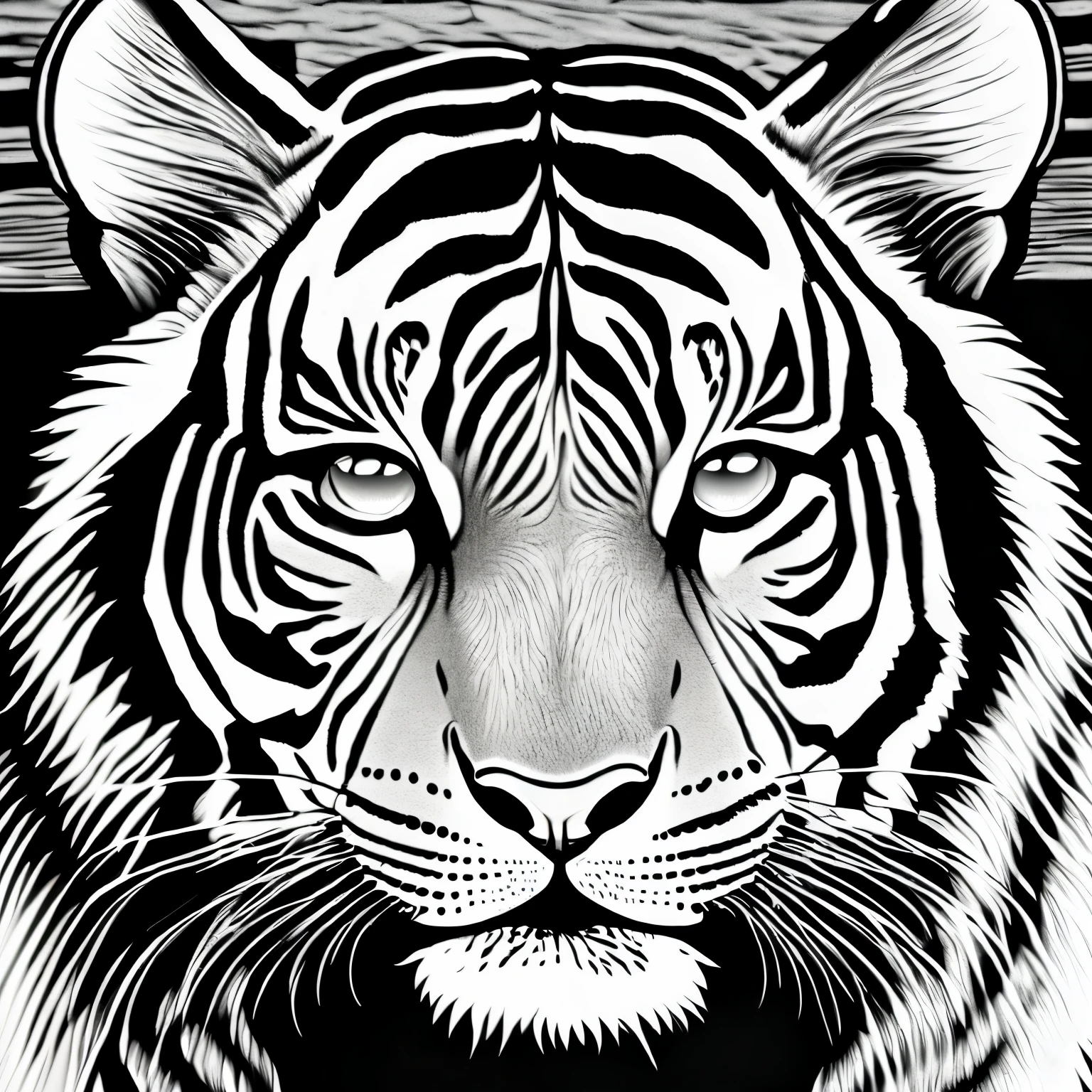 tiger, no color, no shading, no background, no color