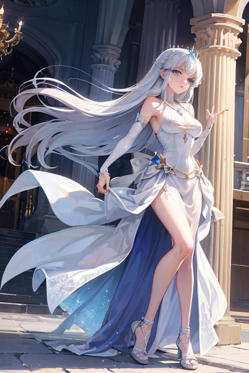 (Anatomically normal:1.8)、(Very high exposure:1.8)、(9Life-size small face:1.8)、(Nipples:2)、Super long, shiny, super straight silver hair that reaches down to her waist、(Straight, overly long bangs:1.8)、(Her long, silvery hair fell straight down to her waist, undisturbed by the wind.:2)、A full-body photo showing the top of your head and the bare toes of your beautiful feet、Professional top-class gravure idol、(She is a very attractive woman with a beautiful hourglass figure and a beautiful figure.:1.8)、(Thin and slender build:1.8)、(Too thin waist:1.8)、(Too big blue eyes:1.8)、Exposed, bare, beautiful legs that are too long and too thin、(The beauty of her naked legs, so thin:1.8)、(Professional top-class gravure idolらしい胸を強調したセクシーな直立して綺麗で細い足を揃えているポーズ:1.8)、(A full-body photo showing the top of your head and the bare toes of your beautiful feet:1.8)、Bare deep collarbone、Naked smooth shoulders、(Deep cleavage:1.8)、(Young, firm, large, beautiful breasts:1.8)、(Very large breasts:1.8)、(Nipples:2)、(Too big blue eyes:1.8)、(Very neatly trimmed, thin and beautiful eyebrows:1.8)、ブランド物のhigh qualityな露出度の非常に高い超コンパクトなスミレ色のストラップレスブラジャー、(A strapless bra that's so compact it's practically non-existent:2)、(Ultra compact, ultra micro, virtually non-existent strapless bra:2)、ブランド物のhigh qualityなViolet string panties、(Violet string panties:2)、(Youthful, firm, beautifully shaped large breasts:1.8)、(Nipples:2)、A posture of cooperation with a proudly protruding chest、(Desire to show more naked skin:1.8)、(logo、masterpiece、8K、Tabletop、RAW Photos、wonderful、最high quality、Photorealistic and hVery detailed CG integrated 8K wallpaper、high quality、Very detailed、Narrative poem、Particle Effects、Dynamic Effects、Written boundary depth、Cinematic Light、Lens flare、Ray Tracing))、Fantasy、Big, beautiful blue eyes、Super long, shiny, super straight silver hair that reaches down to her waist、(Her long, silvery hair fell straight down to her waist, undisturbed by the wind.:2)、(Her characteristic silver hair is straight and falling down, not blown around by the wind or anything else.:2)、(Long, silvery, straight, untouched hair in a calm, windless environment:2)、A beautiful, symmetrical face、(Too beautiful small face:1.8)、(9Small face with small proportions:2)、(Nipples:2)、A beautiful and small face created by a professional makeup artist to perfection、(A beautiful woman with a small face that is so beautiful you can't help but stare.:1.8)、(A refreshing and bright smile:1.8)、A beautiful and gorgeous woman with a beautiful appearance、(Amazingly beautiful appearance:1.8)、(All you need is a compact strapless bra and a mini skirt2Only one suit is on:1.8)、(A strapless bra that's so compact it's practically non-existent:2)、(Ultra compact, ultra micro, virtually non-existent strapless bra:2)、(Violet string panties:2)、(Nipples:2)、Beautiful, natural skin tone that's not too white、Branded stylish design dark purple bare toes、jewelry、A too beautiful angel who descended to earth、Silver Earrings、Hip Up、(She is a beautiful woman who is acknowledged by everyone, and she wears revealing clothes and has a beautiful small face.:1.8)、(The chest-pushing posture emphasizes the beautiful shape of large breasts.:1.8)、(Desire to show more naked skin:1.8)、A full-body photo showing the top of the head and the bare toes of long, slender, beautiful legs、Professional top-class gravure idolらしい胸を強調したセクシーなポーズ、(A full-body photograph of you standing, from head to toes:1.8)、(Her beautiful legs are neatly aligned:1.8)、(Her legs are too long, too thin, too beautiful, and perfectly aligned.:2)、(The straight and beautiful legs are just too beautiful:2)、(She looks at the viewer with her sexy eyes and desire, as if she is genuinely in love with him.:1.8)、(A bra that's so compact and so micro that it's practically nonexistent:2)、(ブランド物のhigh qualityなViolet string panties:2)、(Violet string panties:2)、(Nipples:2)、(A full-body photo of a woman standing with her legs together wearing string panties:2)、(One beautiful woman:2)、(Nipples:2)