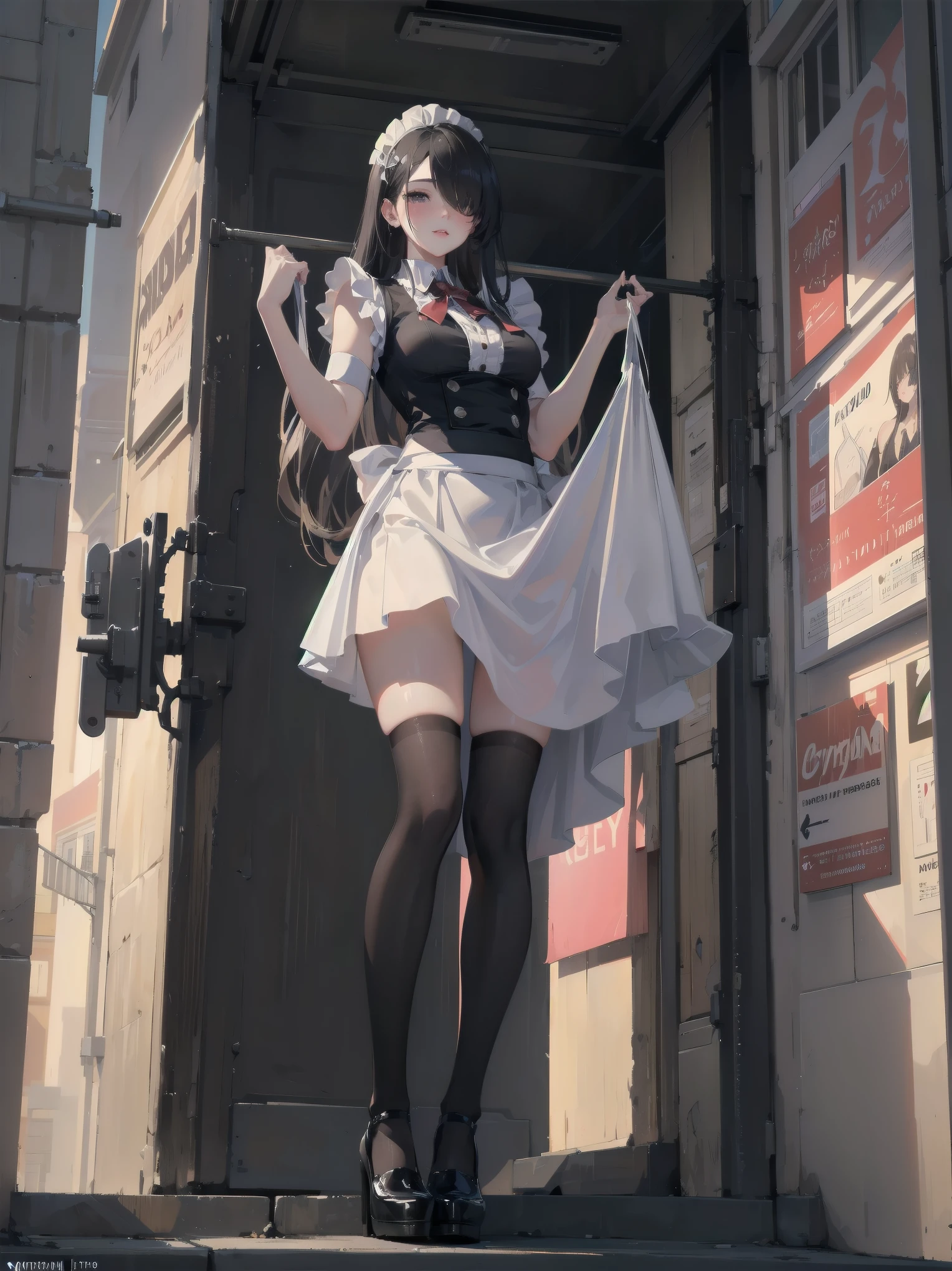 (Giantess Element Makes the city smaller、High resolution、High resolution、high quality、accurate body structure、Detailed body)Body Length 50,000 Foot Giantess、Small Town、Maid clothes、White shirt、mini skirt、ribbon、Glowing Skin、Giantess、Trampling、Big impact、amazing、Giantess Elements、Draw a woman in a big way、Increase the destructive element、Small Town、Beautiful elements